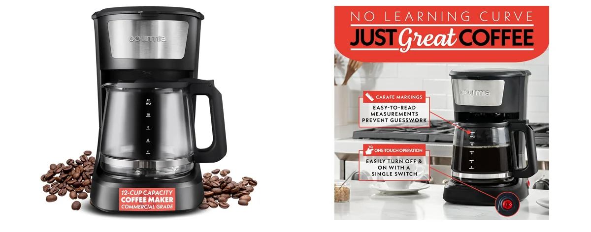Gourmia 12 Cup One-Touch Coffee Maker – images