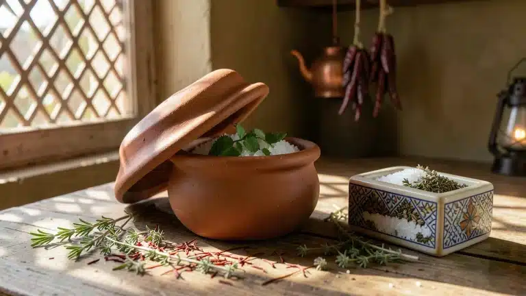 Salt Box Method For Preserving Fresh Herbs In Moroccan Cooking